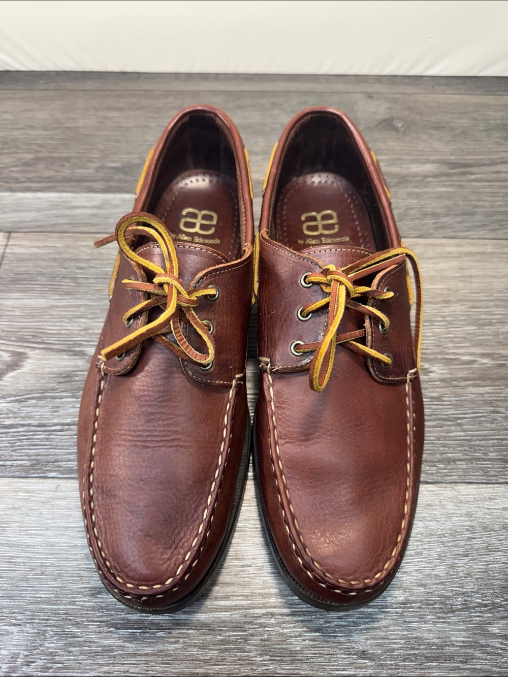Allen Edmonds Brown Leather Boat Shoes men’s SZ 12 (h181)